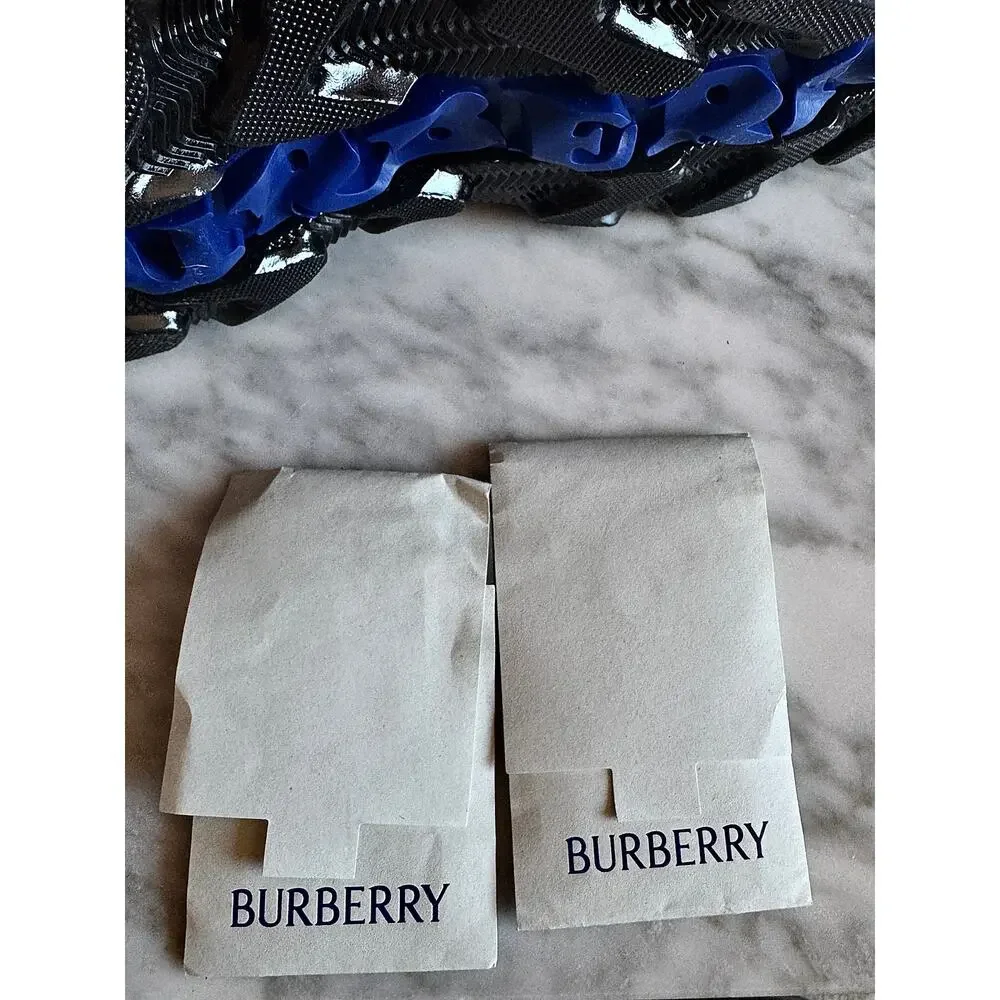 Burberry NWT Blue/Black Shearling Embellished Suede Creeper Boot - Picture 8 of 10